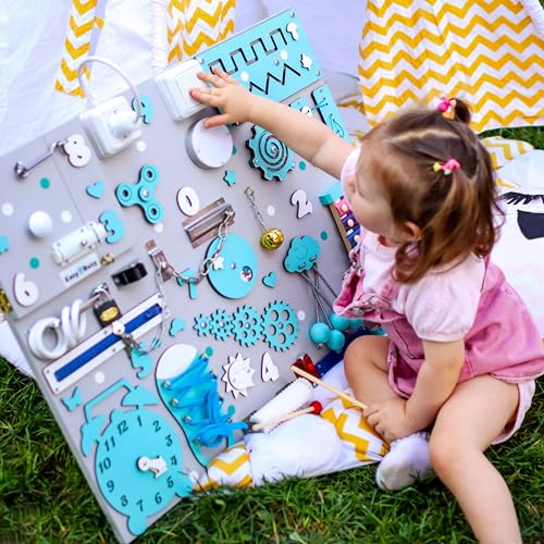 Baby Montessori Busy Board with Stand for 1-3 Year Olds