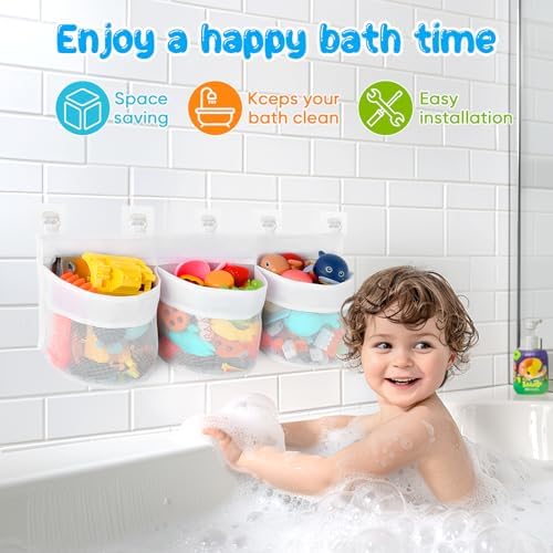 Satumho Bath Toy Storage Organizer for Tub White