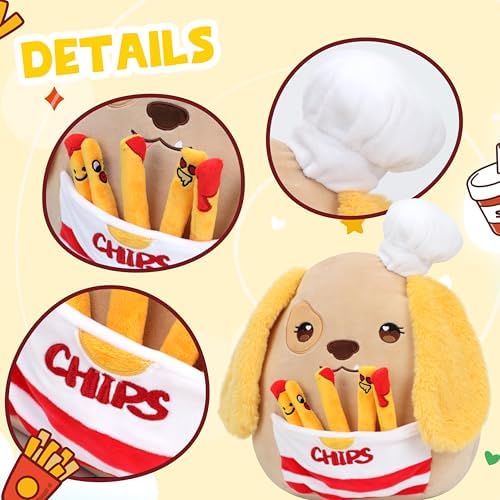 Hopearl Cute Chef Dog Plush Toy with Chips 1