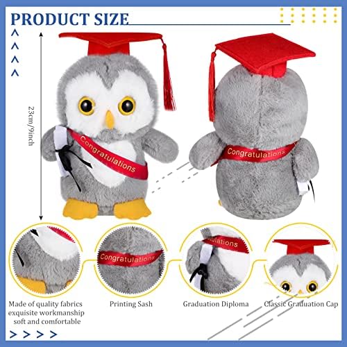 Sotiff 4 Pcs Graduation Owl Plush Toys 9 Inch