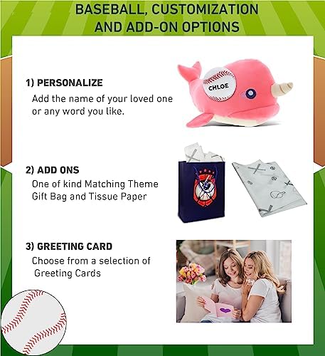 DolliBu Pink Narwhal Plush Toy with Baseball - 1175 Inch Stuffed Animal