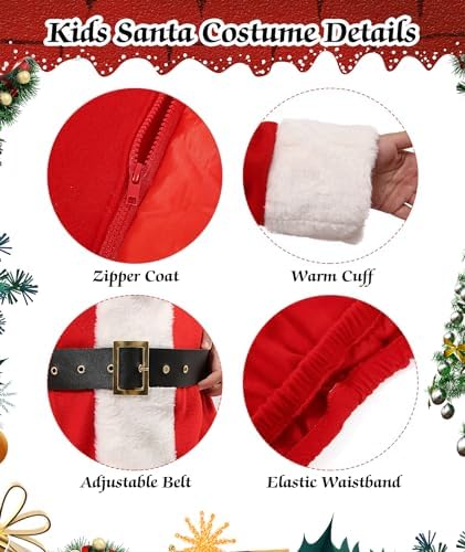 Kids Santa Costume 5Pcs - Festive Christmas Suit for Children