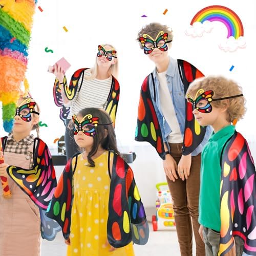 Creatoy Toddler Butterfly Costume for Girls with Rainbow Masks