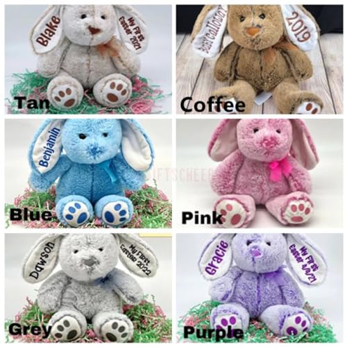 Personalized Plush Bunny Toy for Kids Embroidered Easter Gift Toddler Animal