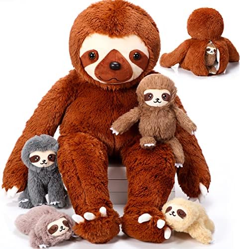 Kasyat 5 Pcs Sloth Plush Toy Set - Brown