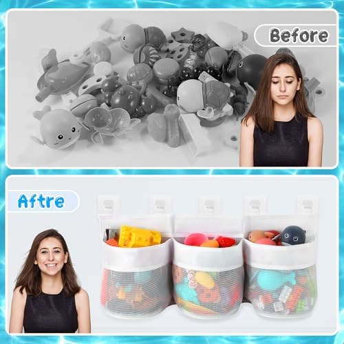 Satumho Bath Toy Storage Organizer for Tub White