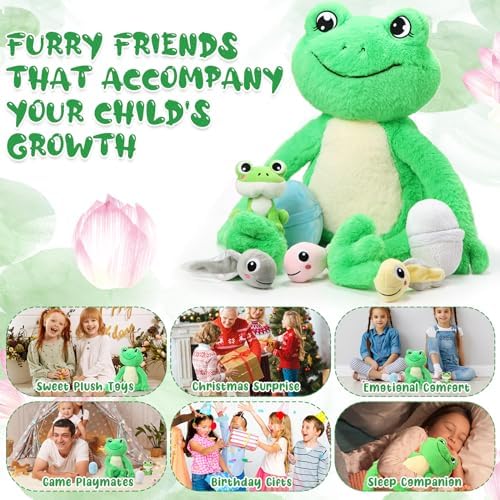Syhood 7 Pcs Frog Plush Toy Set for Kids 1