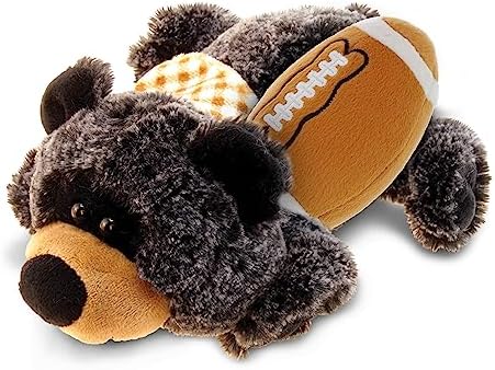 DolliBu Black Bear Plush with Football - 9 Inch Huggable Stuffed Animal