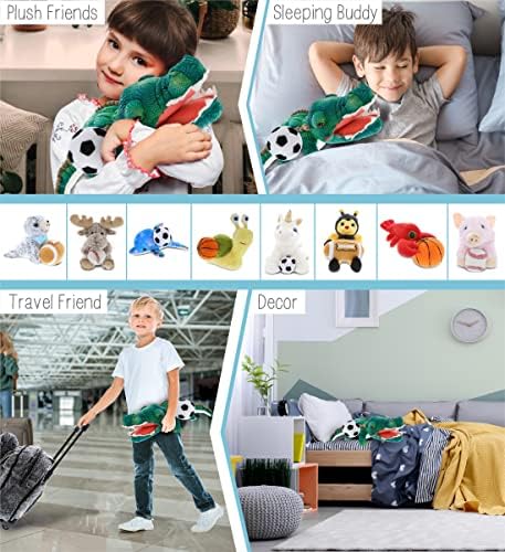 DolliBu Green Alligator Plush with Soccer Ball - 24 Inches