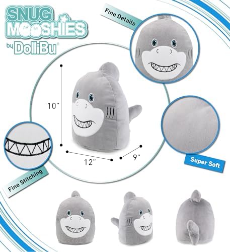 DolliBu Snug-Mooshies Shark Plush 10 Inch