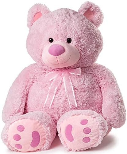 JOON 38 Inch Pink Teddy Bear with Ribbon and Bow