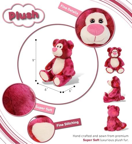 DolliBu Pink Tie-Dye Bear 9 Inches Super Soft Stuffed Animal