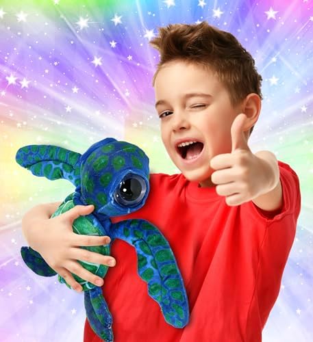 DolliBu Blue Sea Turtle Plush Toy 10 Inches