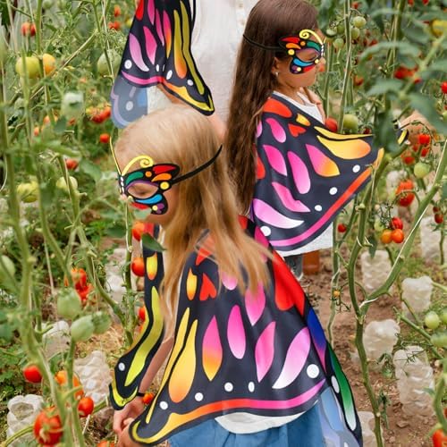 Creatoy Toddler Butterfly Costume for Girls with Rainbow Masks