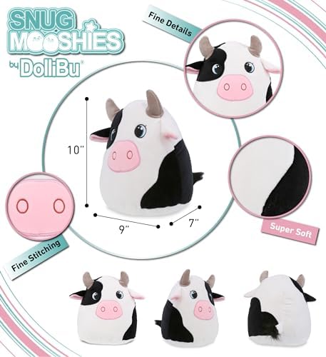 DolliBu Snug-Mooshies Cow Plush Toy - 10 Inch