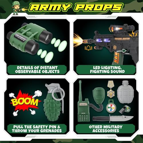 GIFTINBOX Kids Army Costume Set with Toys