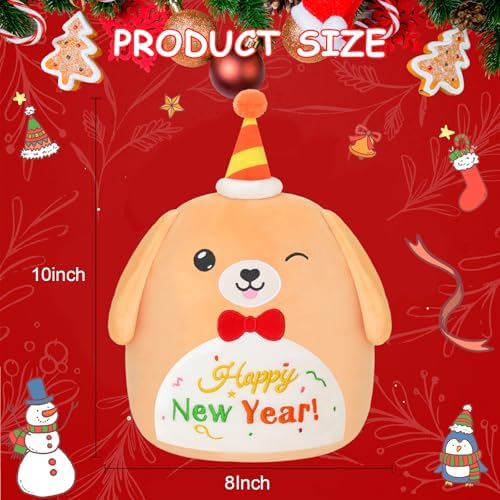 SQEQE Happy New Year Dog Plush Toy 10 Inch