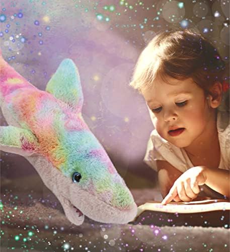 DolliBu Large Rainbow Shark Plush Toy - 23 Inches