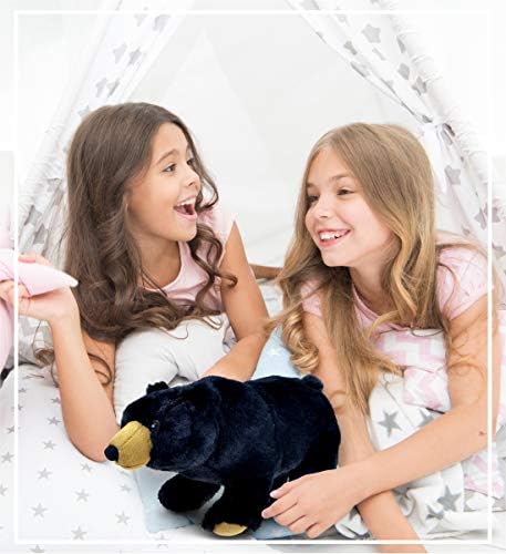 DolliBu Plush Black Bear - 11 Inch Huggable Toy