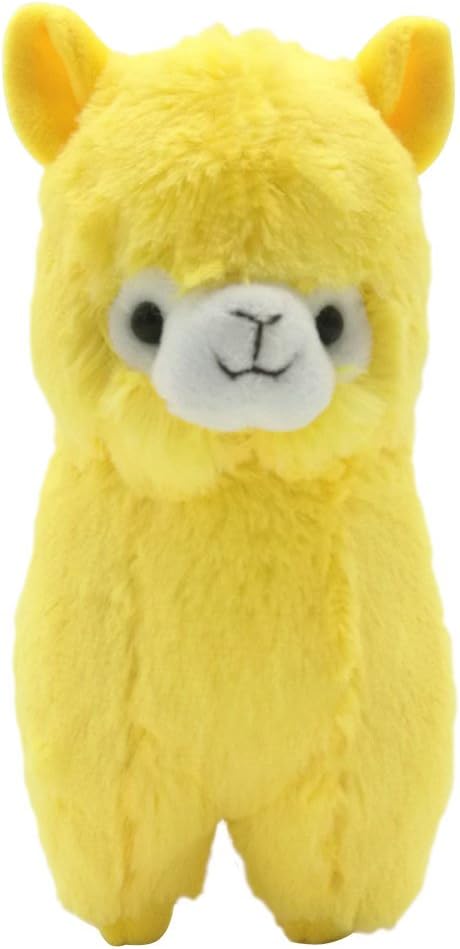 AngelGift Cuddly Plush Stuffed Animal Llama Lamb Yellow Alpaca Doll 7 Inch