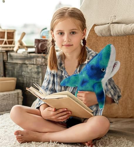 DolliBu Blue Tie-Dye Shark Plush Toy 23 Inches