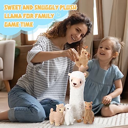 Jenaai Llama Plush Set with 4 Baby Llamas Cute Stuffed Animals