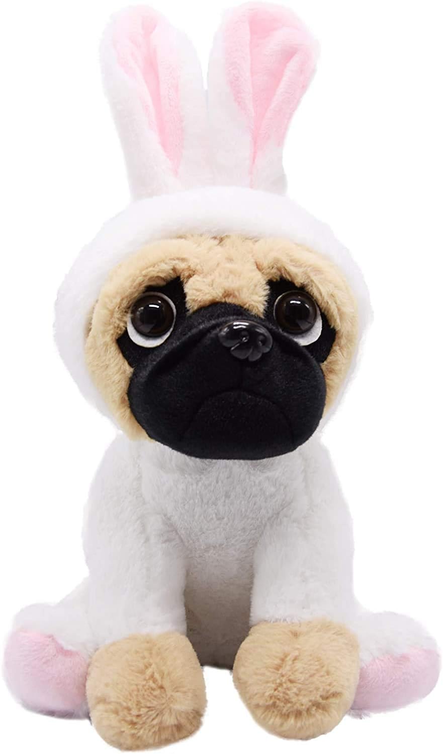 CASAGOOD Pug Dog Plush in Bunny Rabbit Costume 12 Inch