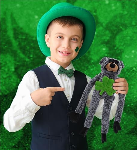 DolliBu Custom Black Bear Plush with Shamrock 21 St Patricks Day Toy