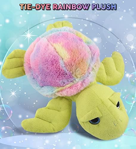 DolliBu Rainbow Green Sea Turtle Plush Toy