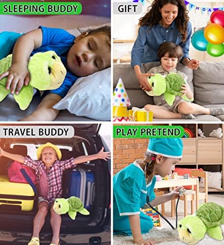 DolliBu 11 Inch Plush Sea Turtle - Huggable Cuddle Toy for Kids Adults