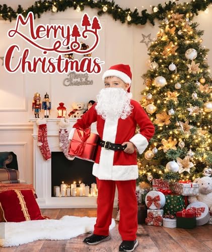 Kids Santa Costume 5Pcs - Festive Christmas Suit for Children