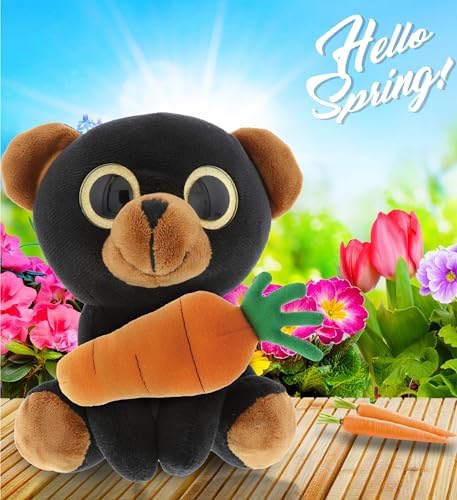 DolliBu Happy Easter Black Bear Plush Toy 8 Inches