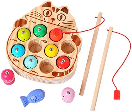 Montessori Magnetic Wooden Fishing Game for Toddlers