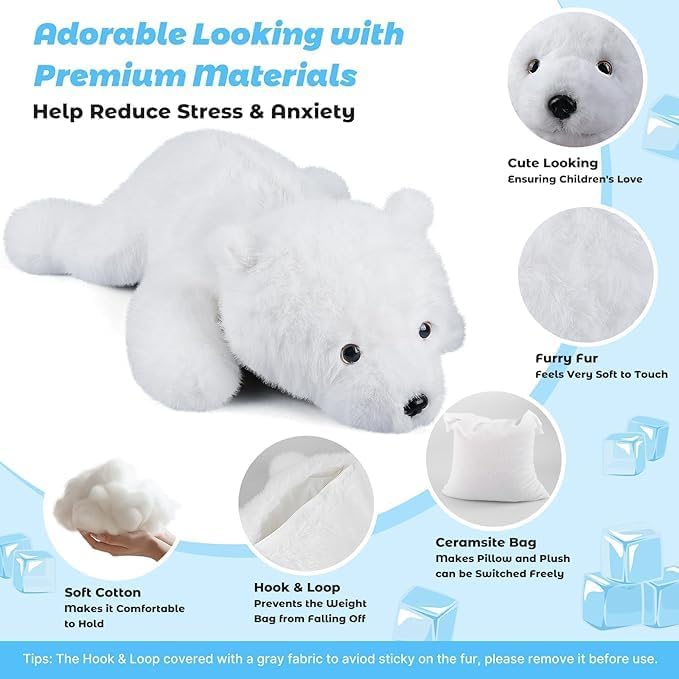 Bobbie Laxi 23 Polar Bear Weighted Plush Toy 1