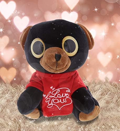 DolliBu I Love You Valentine Plush Black Bear - 8 Inches