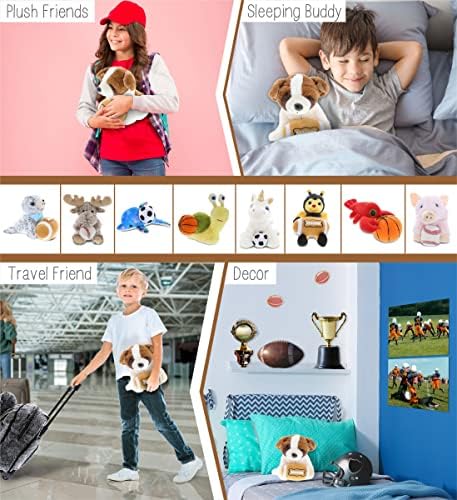 DolliBu St Bernard Dog Plush with Football - 8 Inches