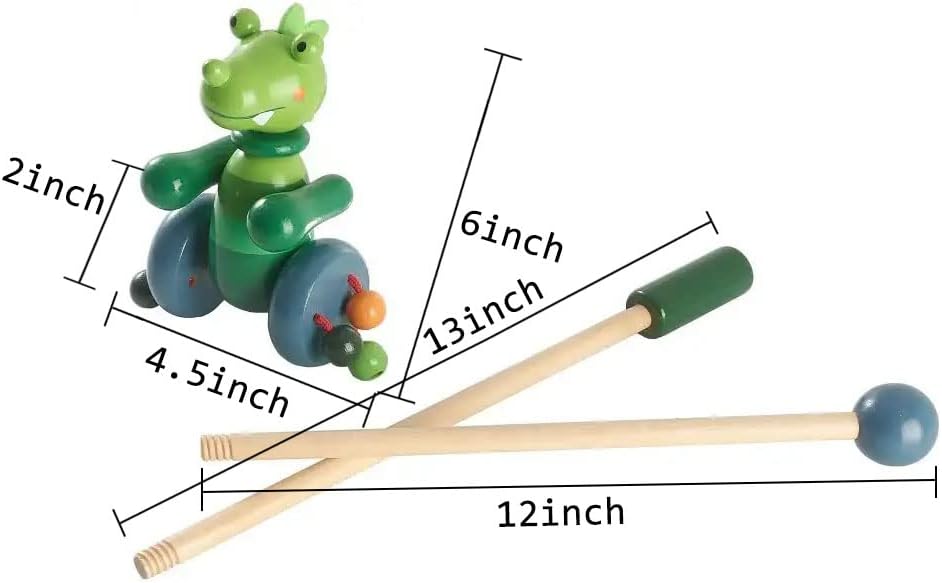 RUYU Perky Crocodile Push-N-Pull Toy for Toddlers