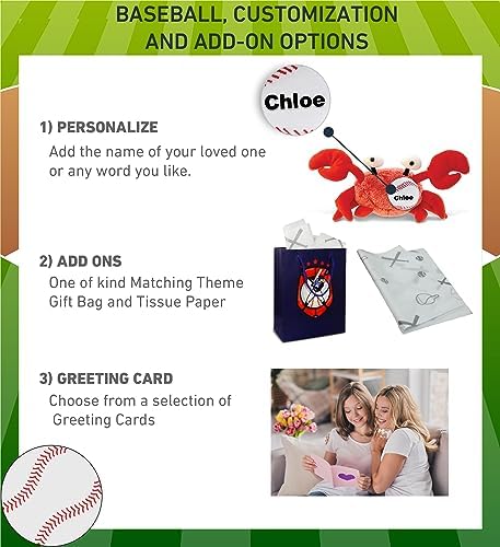 DolliBu Red Crab Stuffed Animal with Baseball - 12 Inches