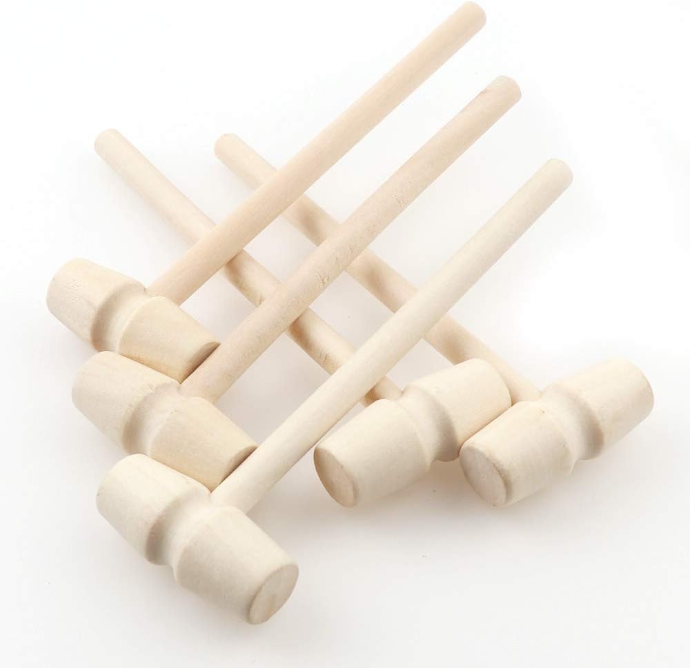 30Pcs Miniature Wooden Hammer for DIY and Seafood Shelling