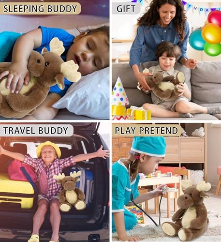 DolliBu Super Soft Moose Stuffed Animal 9 Inches