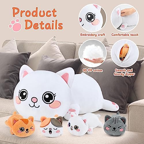KMUYSL Plush Cat Toy Set with 4 Baby Kitties