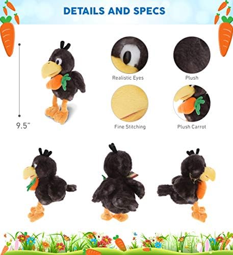 DolliBu Happy Easter Super Soft Plush Sitting Crow with Carrot