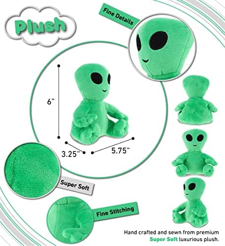 DolliBu Green Alien Plush Stuffed Animal 6 Inches 1