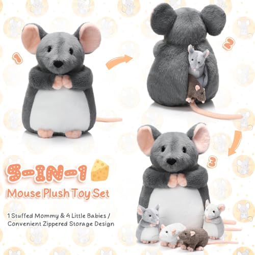 5 Pcs Mouse Plush Stuffed Animals Set