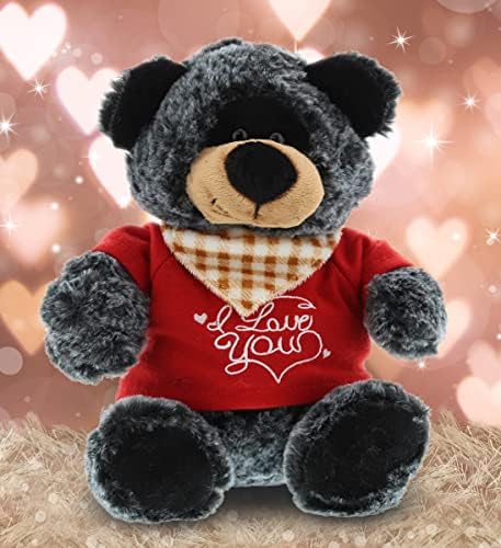 DolliBu I Love You Valentine Plush Black Bear - 8 Inches 1