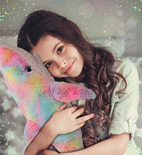 DolliBu Large Rainbow Shark Plush Toy - 23 Inches