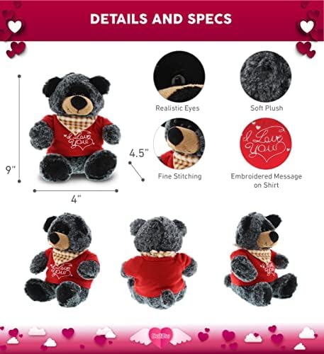 DolliBu I Love You Valentine Plush Black Bear - 8 Inches 1