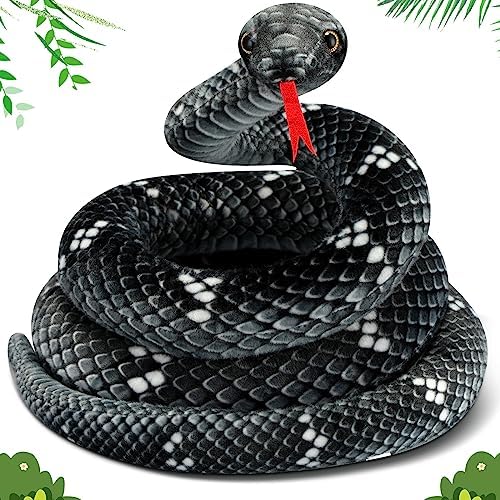 Hiboom Giant Snake Plush Toy 71 Inch Black Gray 1