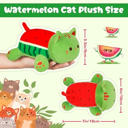 Bekrgwiy Watermelon Cat Plushie Toy 4in Cute Plush Doll