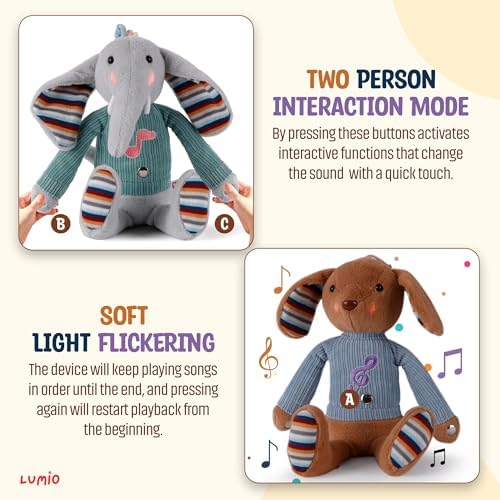 Lumio Musical Bunny Plush Toy with Lights Sounds